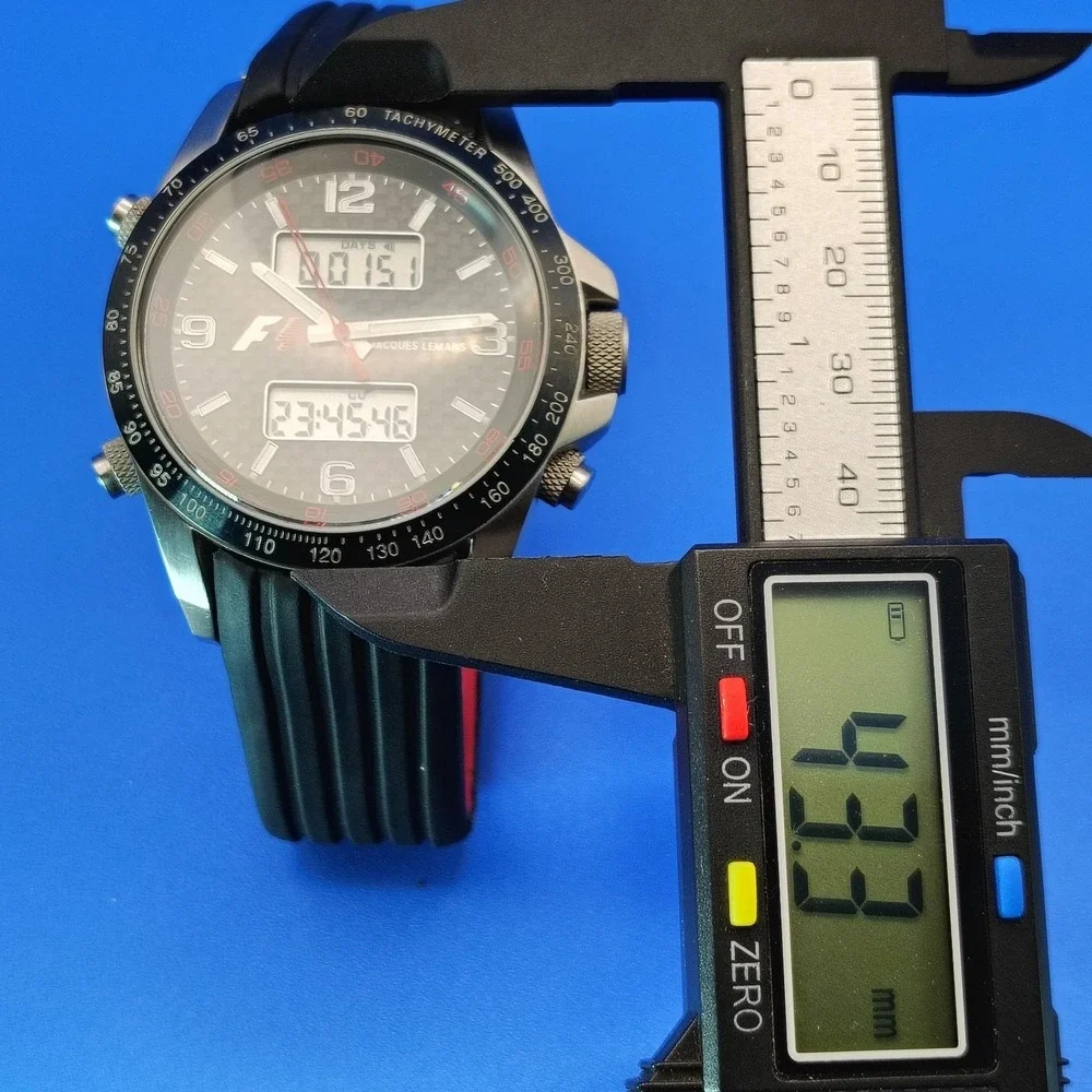 Vintage 2010 Jacques LeMans Formula 1 Ani-Digi Dual Time 43mm Mens Quartz Watch